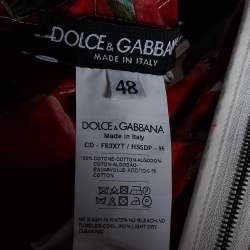 Pre Owned Dolce & Gabbana Red Floral Printed Cotton Cold Shoulder Mini Dress L