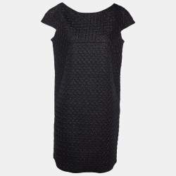 Pre Owned Dolce & Gabbana Black Lurex Cotton Shift Dress S