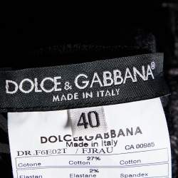 Pre Owned Dolce & Gabbana Black Lurex Cotton Shift Dress S