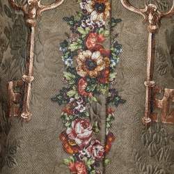 Pre Owned Dolce & Gabbana Olive Green Rose & Key Printed Jacquard Button Front Jacket L