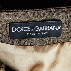 Pre Owned Dolce & Gabbana Olive Green Rose & Key Printed Jacquard Button Front Jacket L