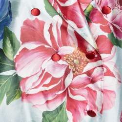 Pre Owned Dolce & Gabbana Blue Floral Printed Silk Double Breasted Blazer XL