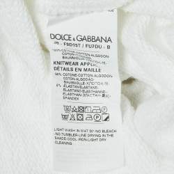 Pre Owned Dolce & Gabbana White Cotton Knit Logo Tape Detailed Sweatshirt M