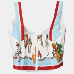 Pre Owned Dolce & Gabbana White Bel Paese Printed Cotton Cami Top M