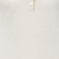 Pre Owned Dolce & Gabbana Beige Knit Logo Detail Polo T-shirt L