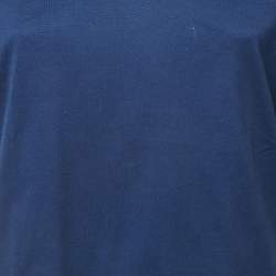Pre Owned Dolce & Gabbana Navy Blue Birds Print Cotton V Neck Half Sleeve T-Shirt L