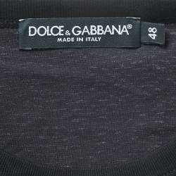 Pre Owned Dolce & Gabbana Black Logo Print Cotton Half Sleeve T-Shirt L