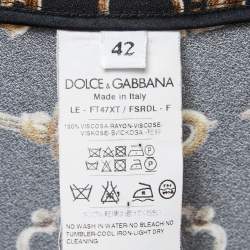 Pre Owned Dolce & Gabbana Black Key Print Crepe Slim Fit Pants M