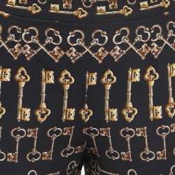 Pre Owned Dolce & Gabbana Black Key Print Crepe Slim Fit Pants M