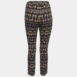 Pre Owned Dolce & Gabbana Black Key Print Crepe Slim Fit Pants M