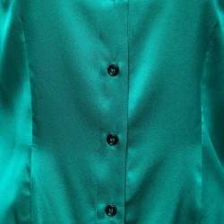 Pre Owned Dolce & Gabbana Green Silk Satin Button Front Shirt S