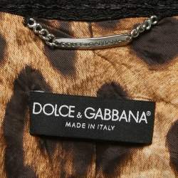 Dolce & Gabbana Black Textured Cotton Blend Skirt Suit S