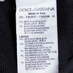 Pre Owned Dolce & Gabbana Black Floral Printed Silk Draped Strapless Gown M