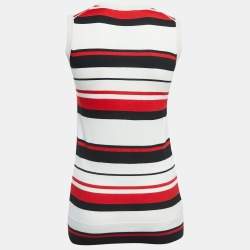Pre Owned Dolce & Gabbana Cream Striped Knit Sleeveless Top M