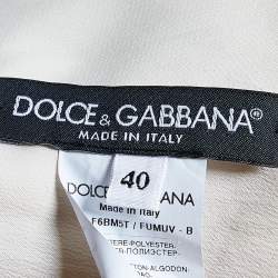 Pre Owned Dolce & Gabbana Cream Textured Satin Contrast Detail Min Dress S