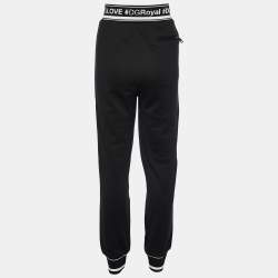 Pre Owned Dolce & Gabbana Black Logo Cotton Knit Joggers M