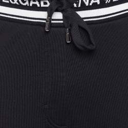 Pre Owned Dolce & Gabbana Black Logo Cotton Knit Joggers M