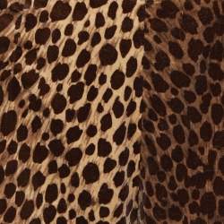 Pre Owned Dolce & Gabbana Brown Animal Printed Velvet Pants M