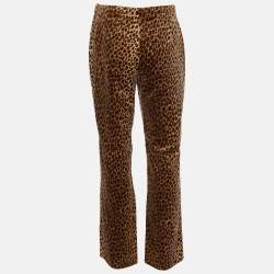 Pre Owned Dolce & Gabbana Brown Animal Printed Velvet Pants M