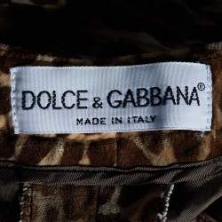 Pre Owned Dolce & Gabbana Brown Animal Printed Velvet Pants M