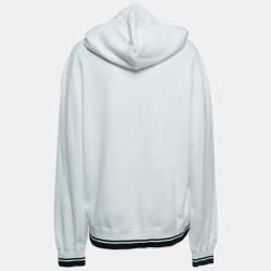 Pre Owned Dolce & Gabbana White Logo Print Cotton Hooded Sweatshirt S