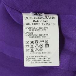 Pre Owned Dolce & Gabbana Purple Silk Gathered Sleeveless Short Dress M