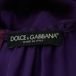Pre Owned Dolce & Gabbana Purple Silk Gathered Sleeveless Short Dress M