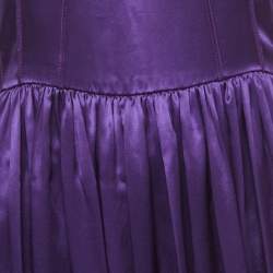 Pre Owned Dolce & Gabbana Purple Silk Gathered Sleeveless Short Dress M