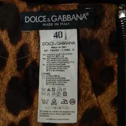 Pre Owned Dolce & Gabbana Black Jacquard Sheath Midi Dress S