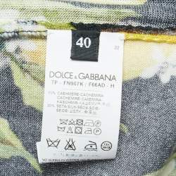 Pre Owned Dolce & Gabbana Black Lemon Printed Cashmere & Silk Knit Camisole S