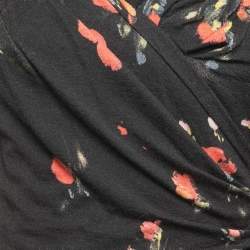 Pre Owned Dolce & Gabbana Black Floral Print Knit Draped Long Sleeve Top S