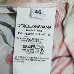 Pre Owned Dolce & Gabbana White Floral Printed Silk Wrap Top XL