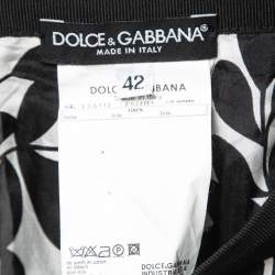 Pre Owned Dolce & Gabbana Black/White Printed Silk Mini Skirt M