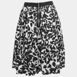 Pre Owned Dolce & Gabbana Black/White Printed Silk Mini Skirt M
