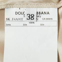 Pre Owned Dolce & Gabbana Beige Satin Mini Skirt XS