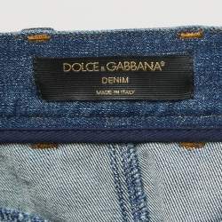 Pre Owned Dolce & Gabbana Dark Blue Denim Ruffled Knee Length Skirt M