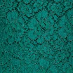 Pre Owned Dolce & Gabbana Green Lace Flutter Sleeve Midi Dress M