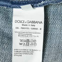 Dolce & Gabbana Blue Patched Denim Cropped Jacket XS