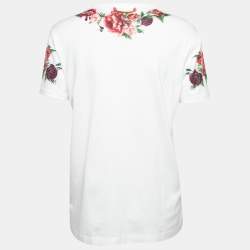 Pre Owned Dolce & Gabbana White Floral Printed Cotton T-Shirt L