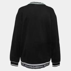 Pre Owned Dolce & Gabbana Black Cotton Love is Love Embroidered Sweatshirt M