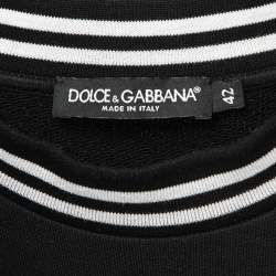 Pre Owned Dolce & Gabbana Black Cotton Love is Love Embroidered Sweatshirt M
