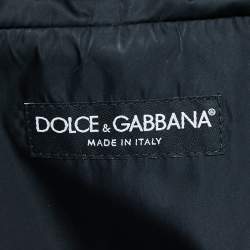 Pre Owned Dolce & Gabbana Black Synthetic Patch Detailed Zip Front Hooded Jacket L