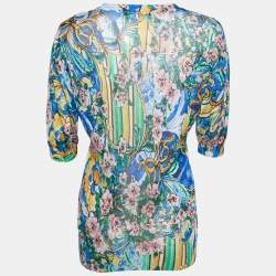 Pre Owned Dolce & Gabbana Multicolor Printed Knit T-Shirt L