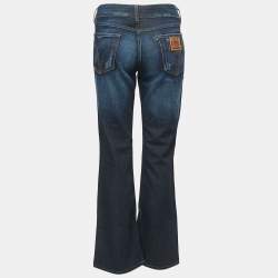 Pre Owned D&G Dark Blue Distressed Denim Very Low Rise Boot-Cut Jeans M Waist 31"