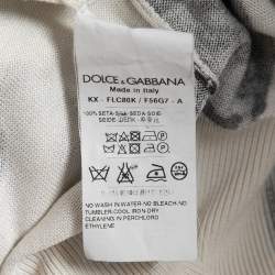 Pre Owned Dolce & Gabbana Off White Brush Stroke Printed Silk Buttoned Cardigan L