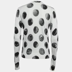 Pre Owned Dolce & Gabbana Off White Brush Stroke Printed Silk Buttoned Cardigan L