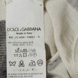 Pre Owned Dolce & Gabbana Off White Brush Stroke Dot Printed Knit Top XL