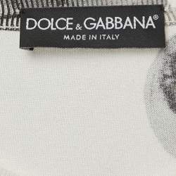 Pre Owned Dolce & Gabbana Off White Brush Stroke Dot Printed Knit Top XL