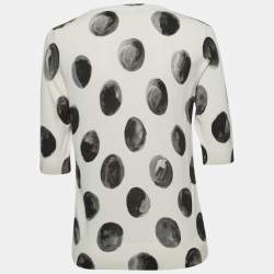 Pre Owned Dolce & Gabbana Off White Brush Stroke Dot Printed Knit Top XL