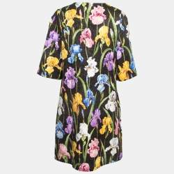 Pre Owned Dolce & Gabbana Multicolor Floral Jacquard Short Shift Dress XL